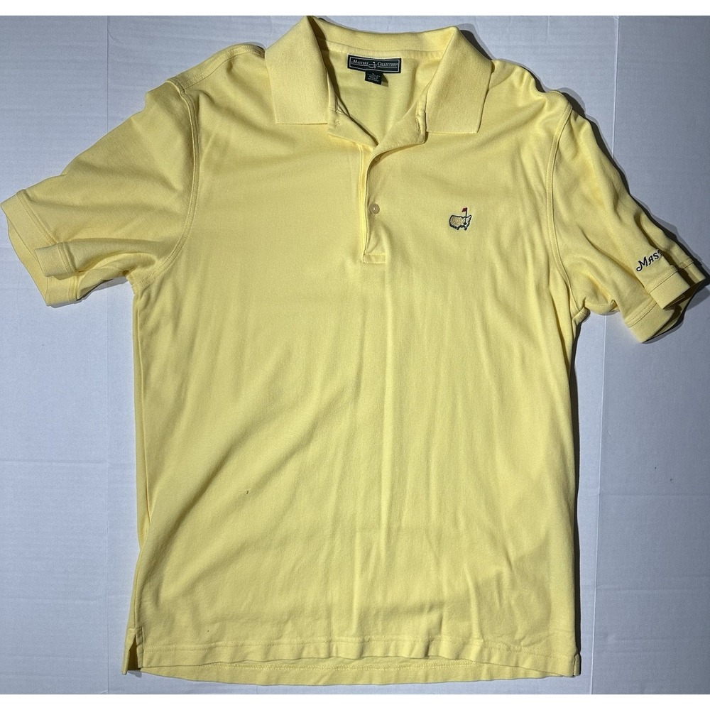 Masters Collection Polo Shirt Mens Large Yellow Pima Cotton Augusta Golf